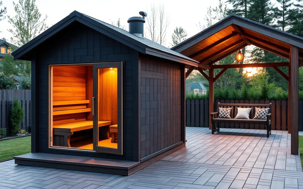 Badstue med uterom — Sauna with outdoor lounge