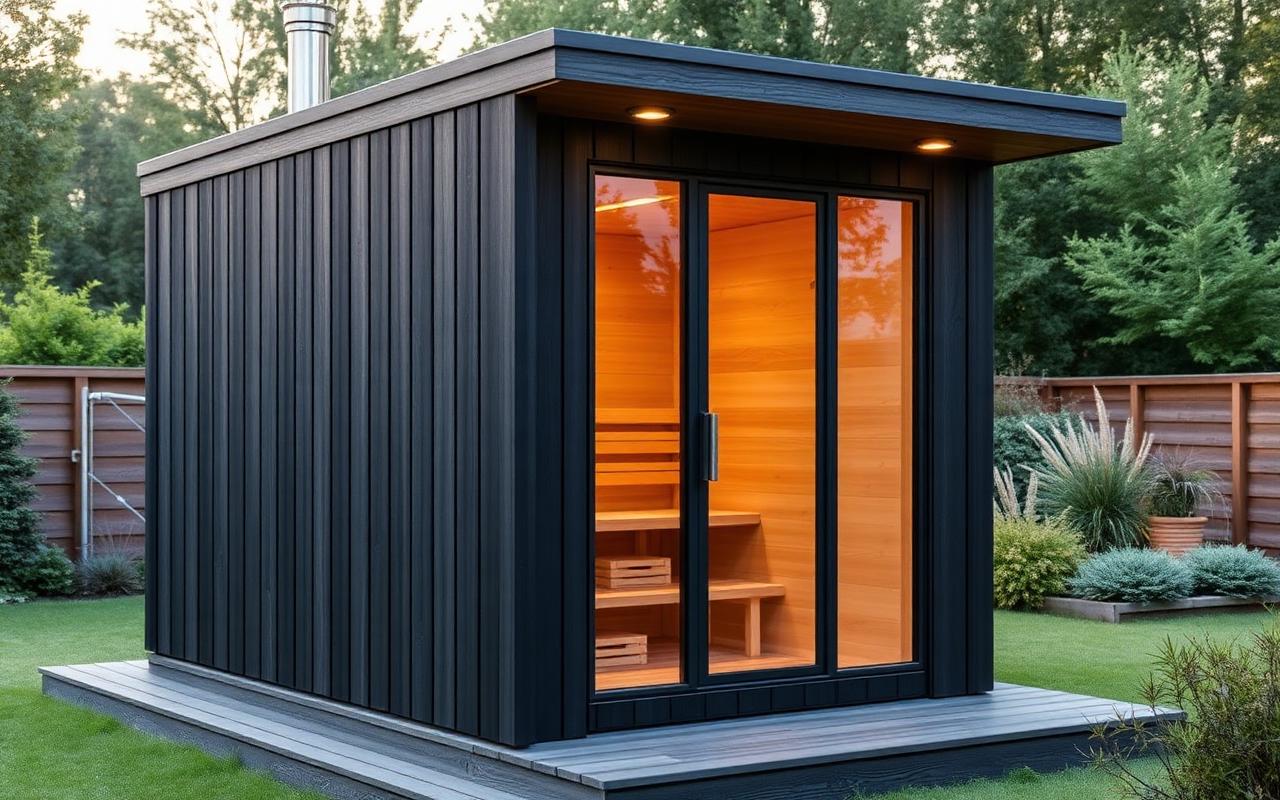 Moderne sort med glassfront — Modern black with glass front